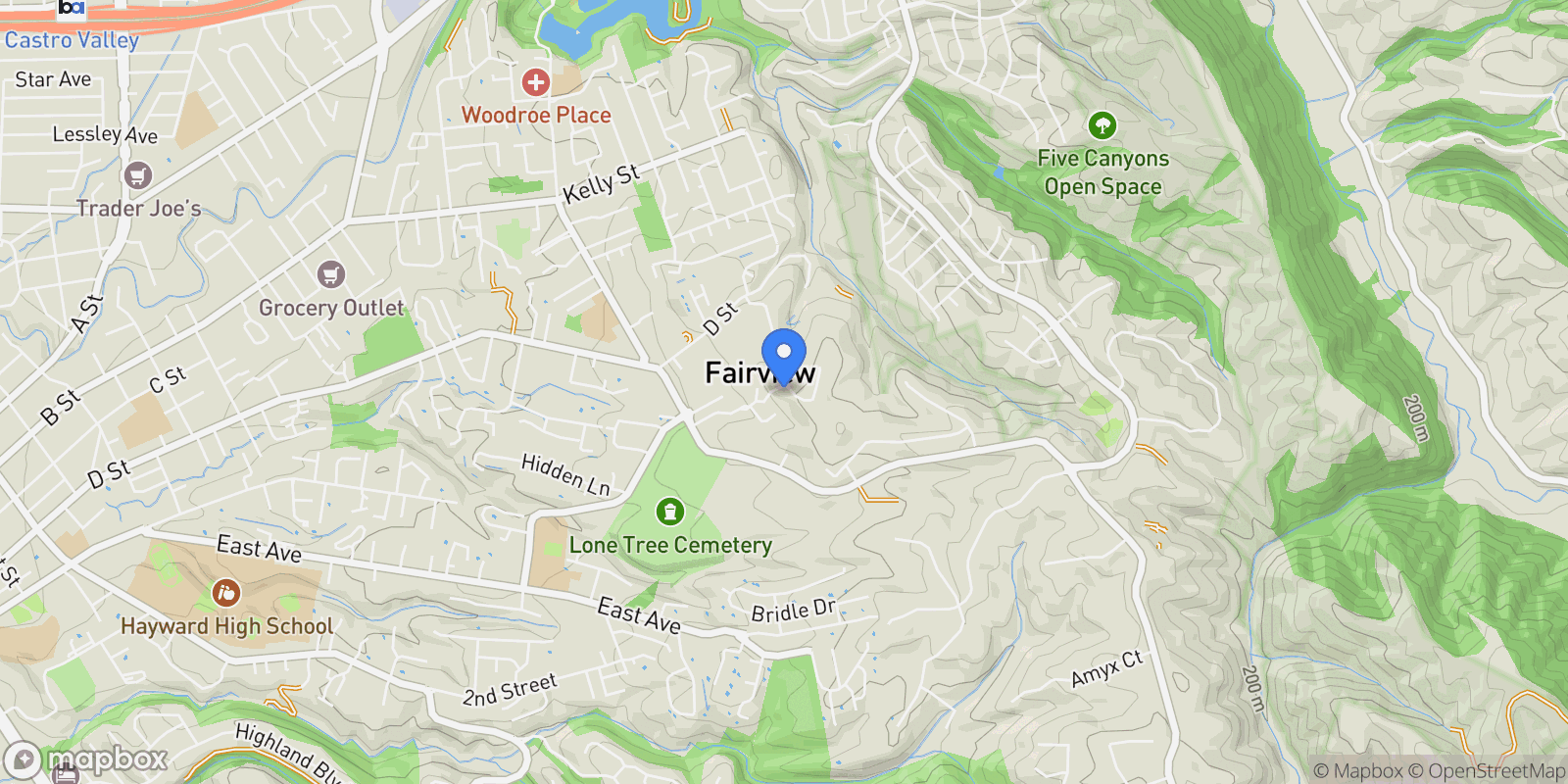 Map showing 3606 Sarita St, Hayward, California, United States.
