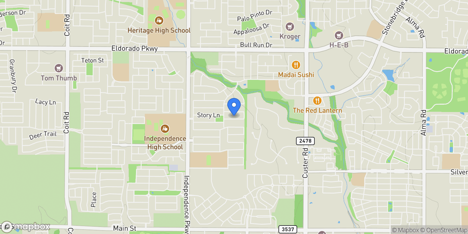 Map showing 15144 Dublin Lane, Frisco, Texas, United States.