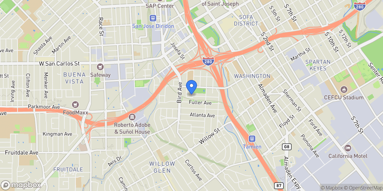 Map showing 841 Willis Avenue, San Jose, California, United States.