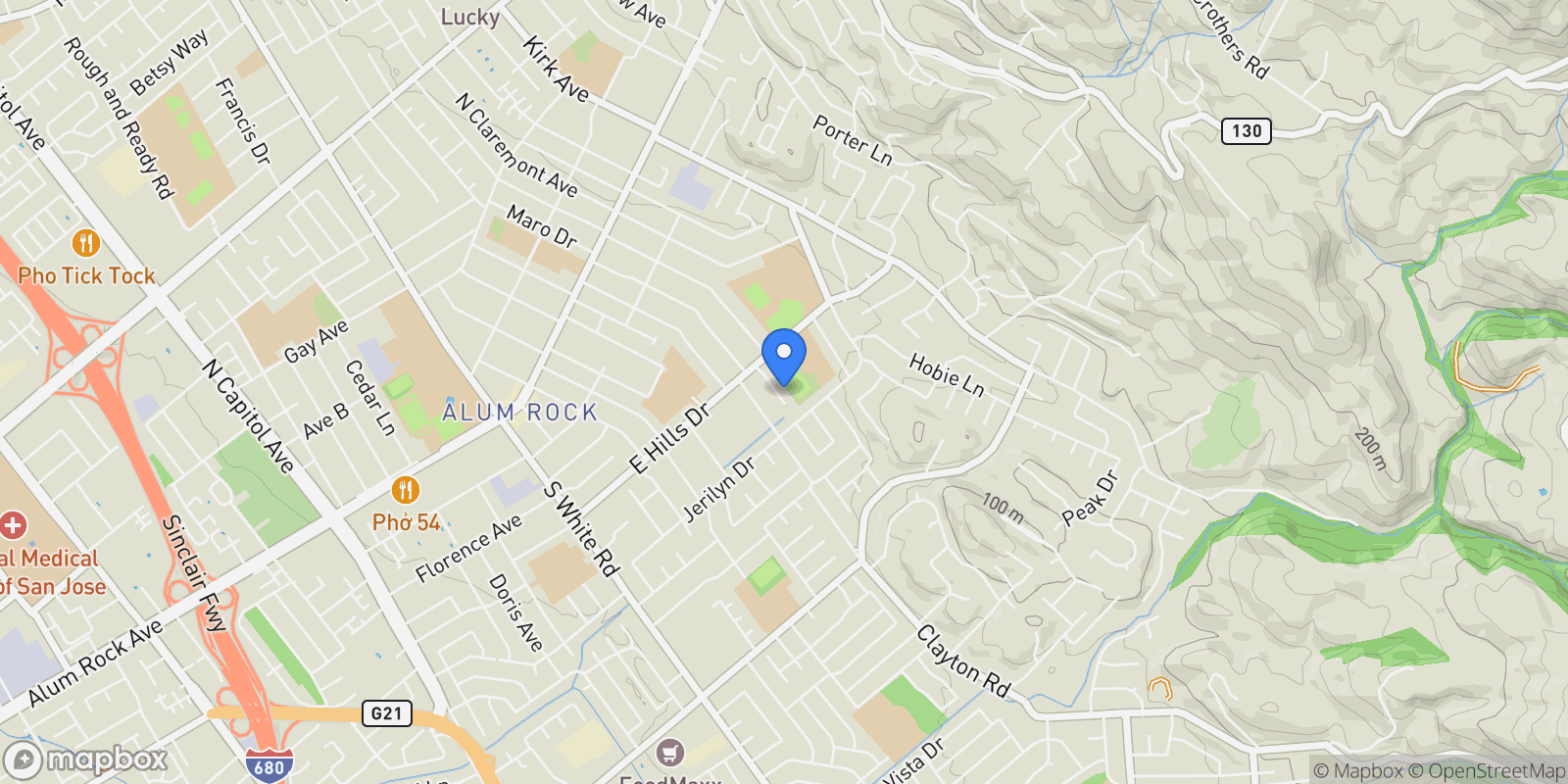 Map showing 366 Cureton Place, San Jose, California, United States.