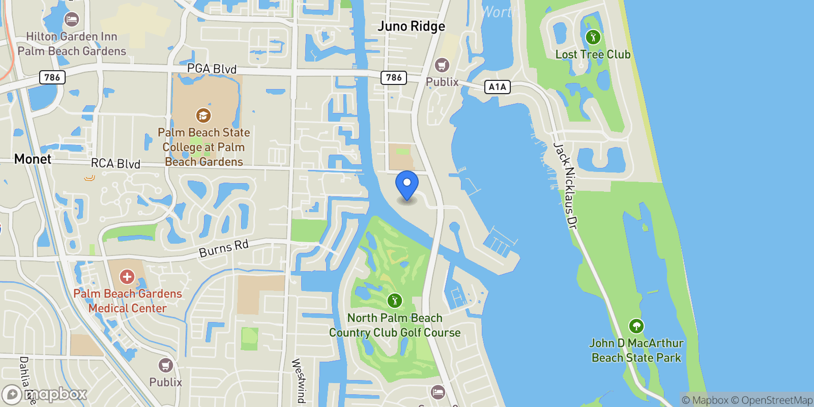 Map showing 356 Golfview Road Ph-7, North Palm Beach, FL 33408, North Palm Beach, Florida, United States.
