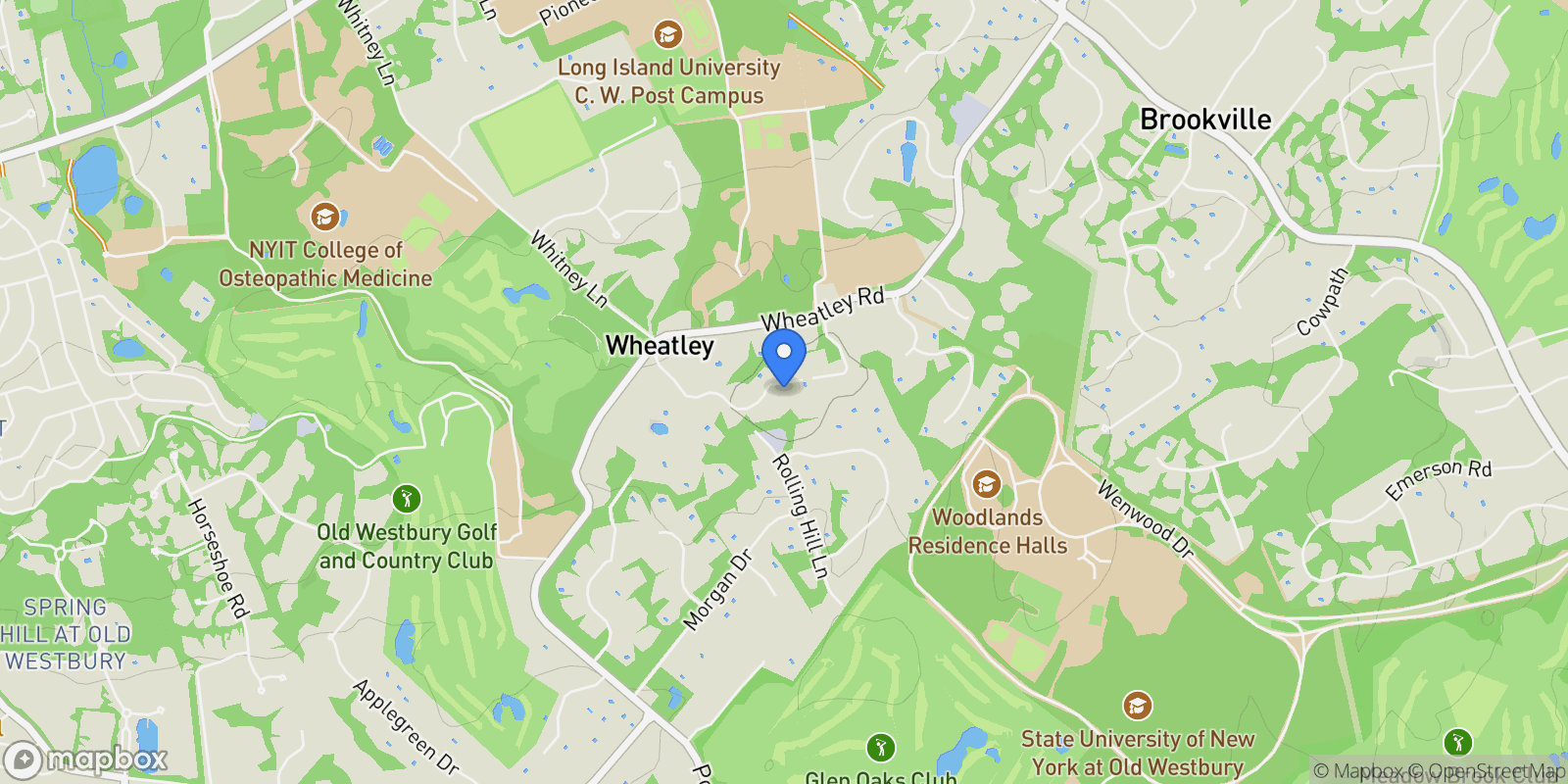 Map showing 42 Clocktower Lane, Old Westbury, New York, United States.
