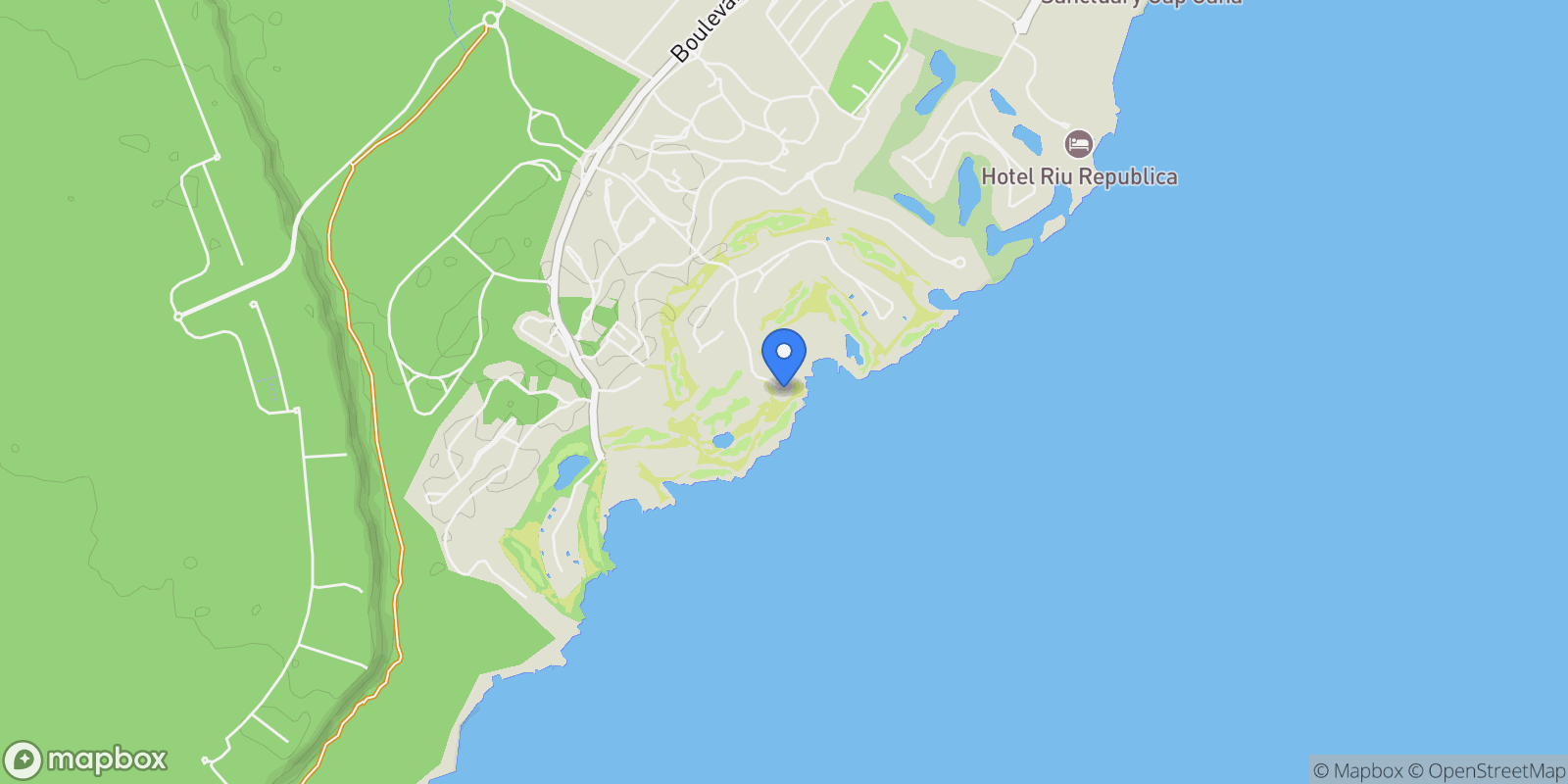 Map showing FH3M+WWR, 23000 Punta Cana, Dominican Republic, Juanillo, La Altagracia Province, Dominican Republic.