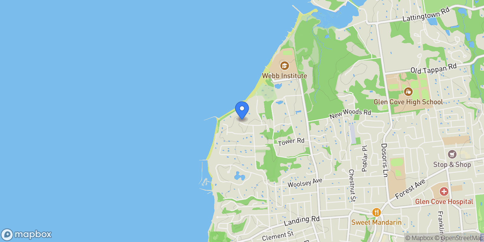 Map showing 7 Cedar Lane, Glen Cove, New York, United States.