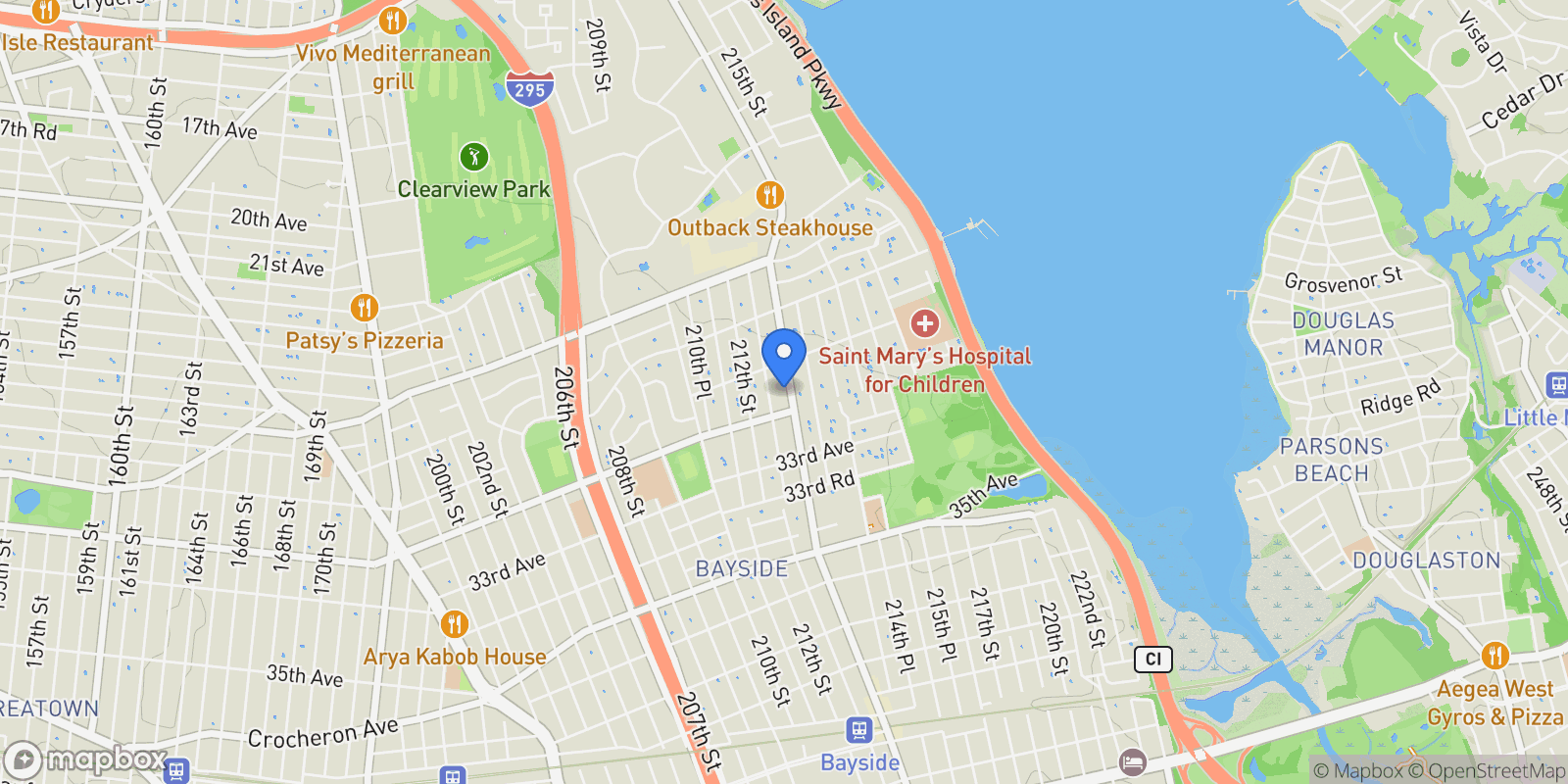 Map showing 2930 Bell Boulevard, New York, New York, United States.