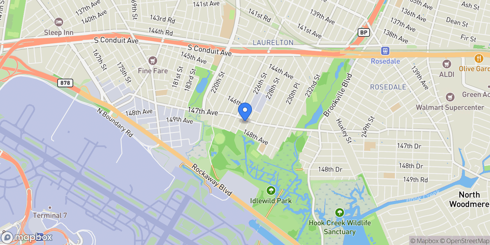 Map showing 226-10 147th Avenue, New York, New York, United States.