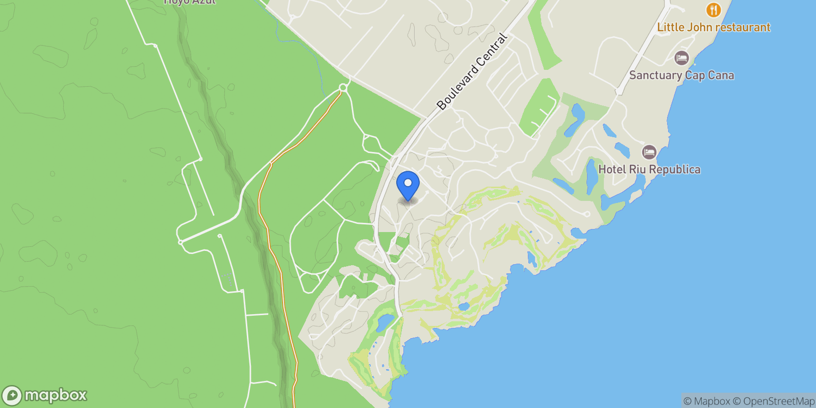 Map showing Yarari, 23000 Punta Cana, Dominican Republic, Juanillo, La Altagracia Province, Dominican Republic.