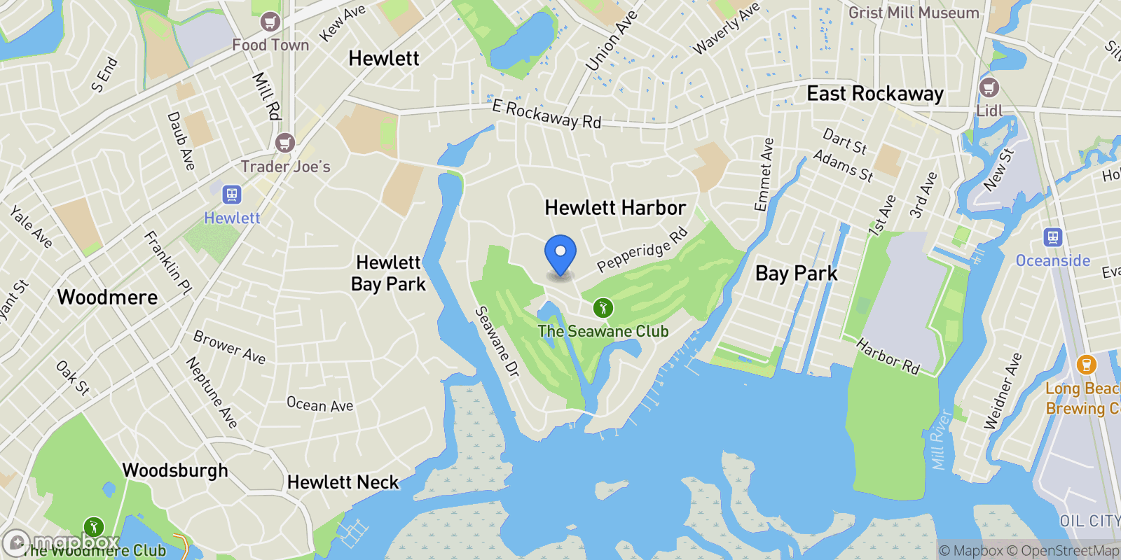Map showing 1 Willow Lane, Hewlett Harbor, New York, United States.
