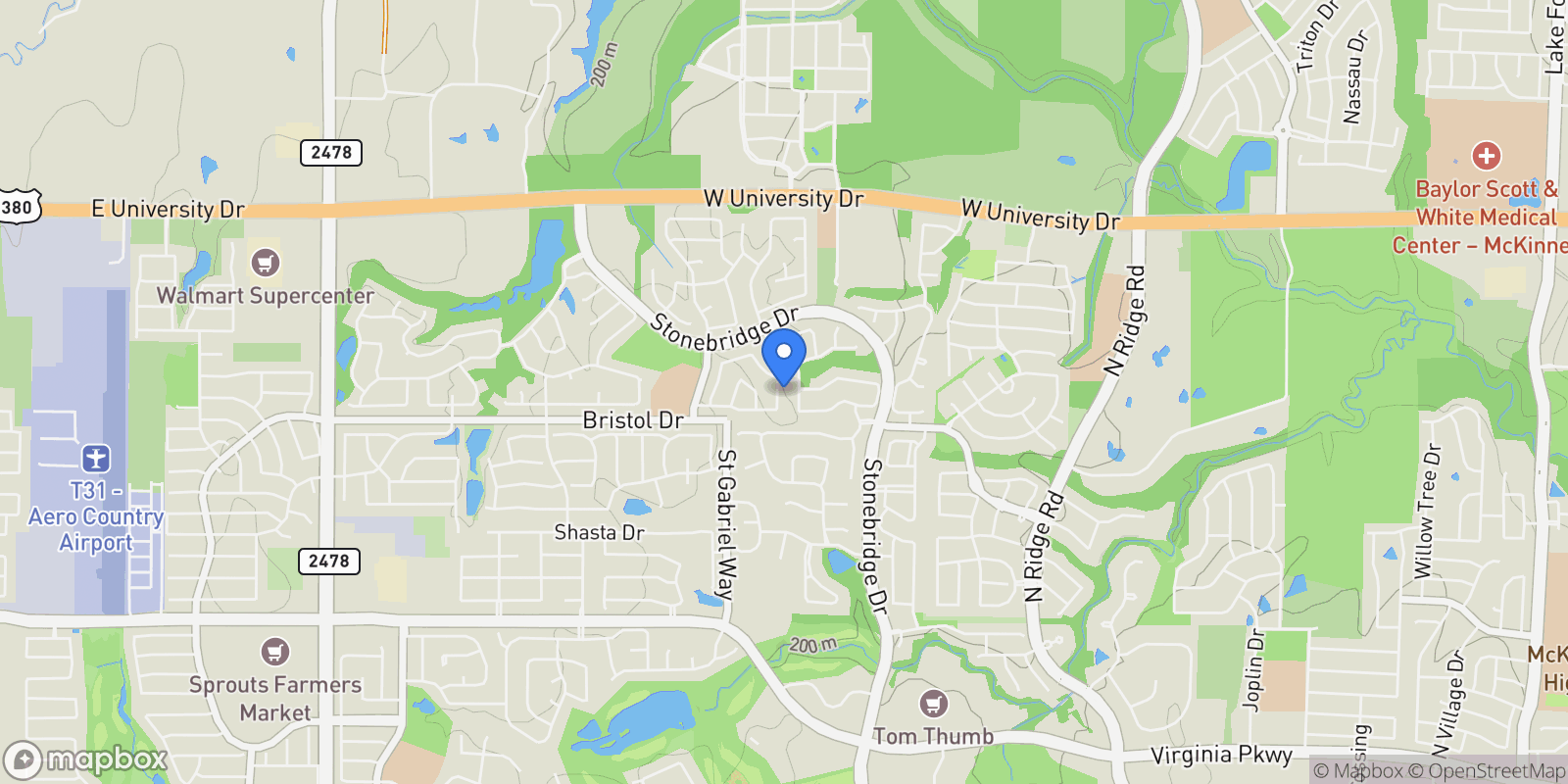 Map showing 912 Thimbleberry Drive, McKinney, Texas, United States.