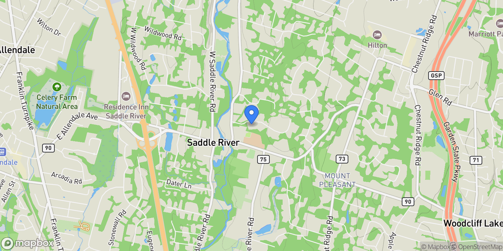 Map showing 2 Alford Drive, Saddle River, NJ, 07458, USA, Saddle River, New Jersey, United States.