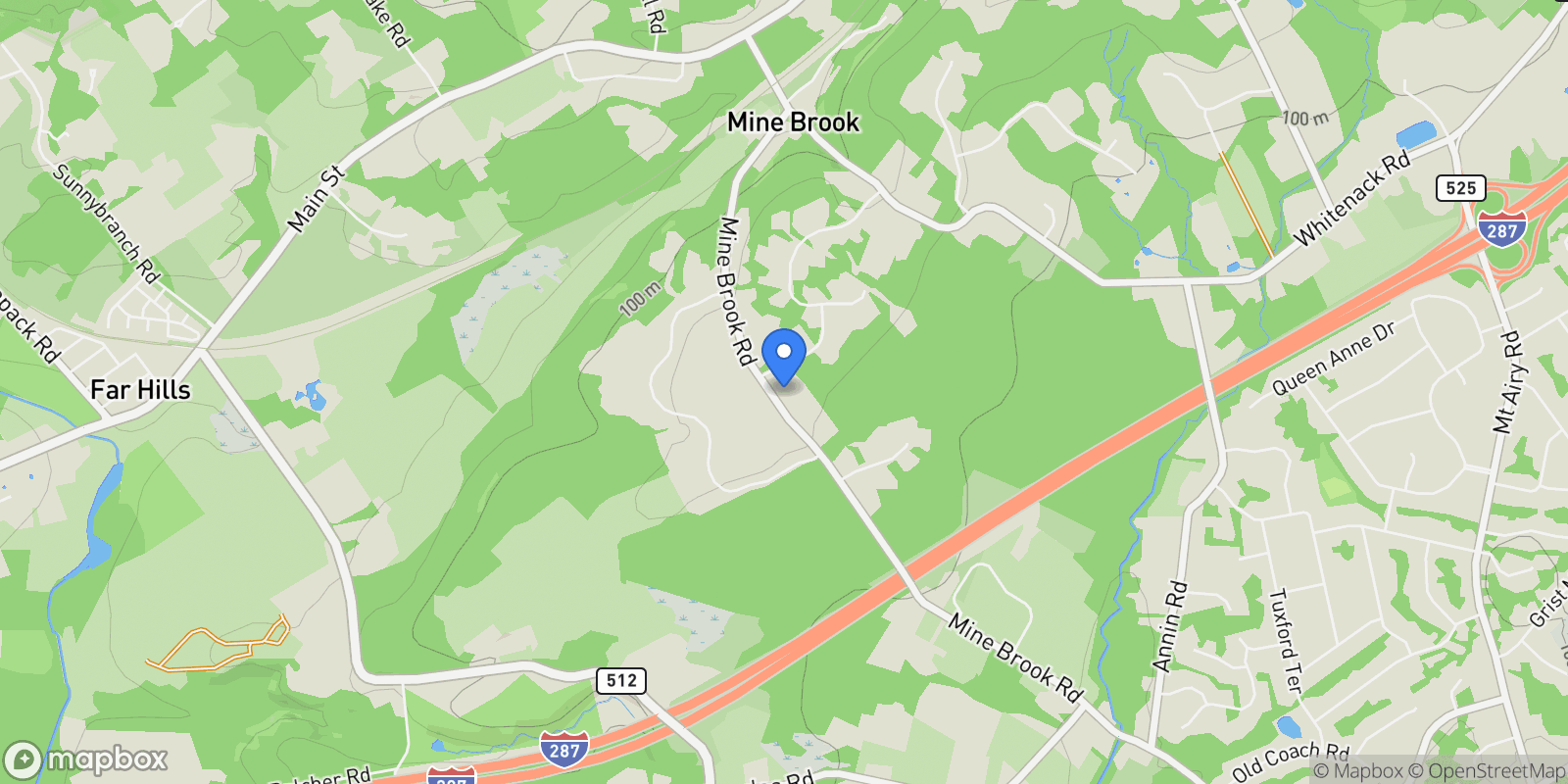 Map showing 365 Mine Brook Road, Far Hills, NJ, 07931, USA, Far Hills, New Jersey, United States.
