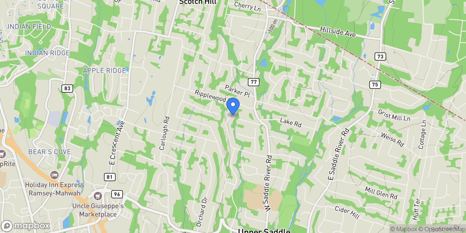 Map showing 67 Old Chimney Road, Upper Saddle River, NJ, 07458, USA, Saddle River, New Jersey, United States.