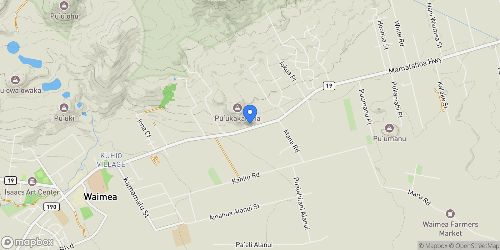 Map showing 64-798 Mamalahoa Highway, Kamuela, HI 96743, Waimea, Hawaii, United States.