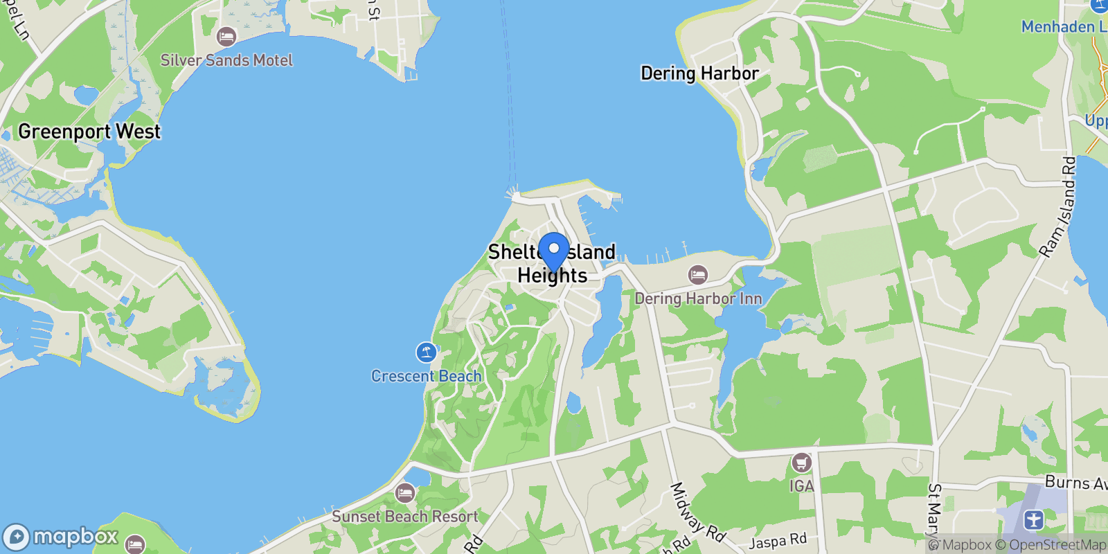 Map showing 5 Washington Street, Shelter Island Heights, New York, United States.