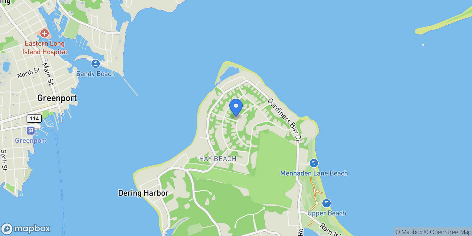 Map showing 17 Crescent Way, Shelter Island Heights, New York, United States.