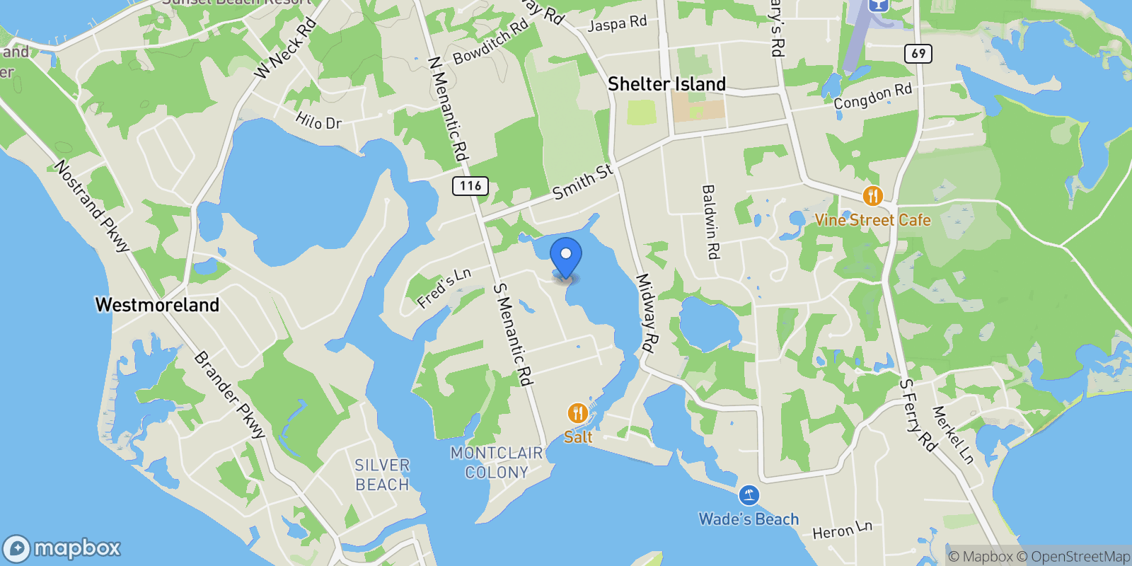Map showing 5 + Part 3 Hagar Road, Shelter Island, New York, United States.