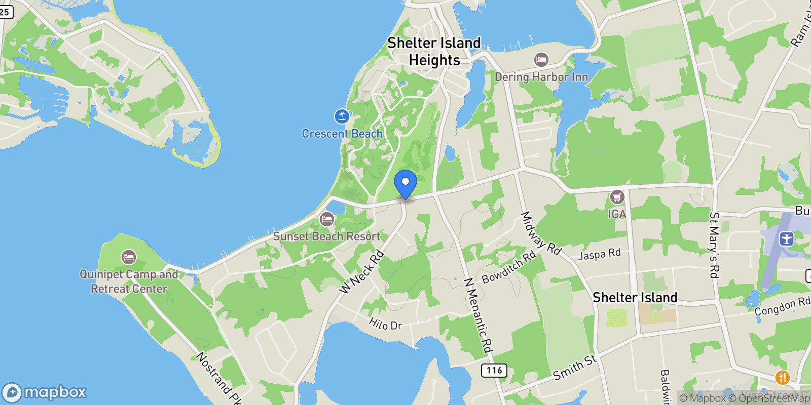 Map showing 45 West Neck Road, Shelter Island Heights, New York, United States.