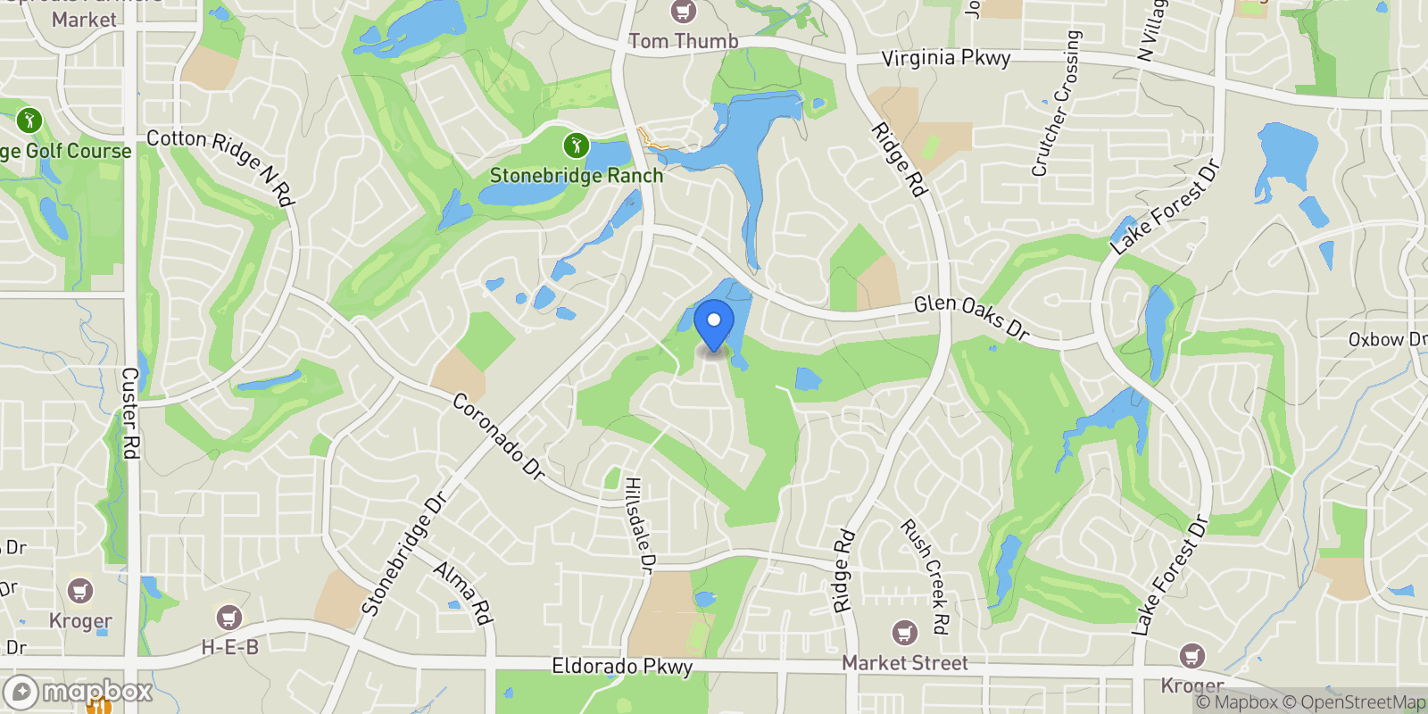 Map showing 1205 Stoneoak Drive, McKinney, Texas, United States.