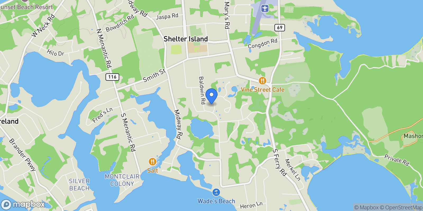 Map showing 10 Strawberry Lane , Shelter Island, NY 11964, Shelter Island, New York, United States.