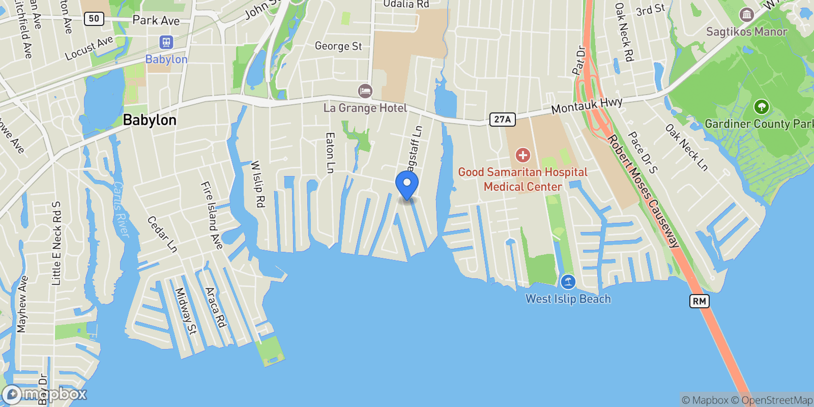 Map showing 173 Tahlulah Lane, West Islip, New York, United States.