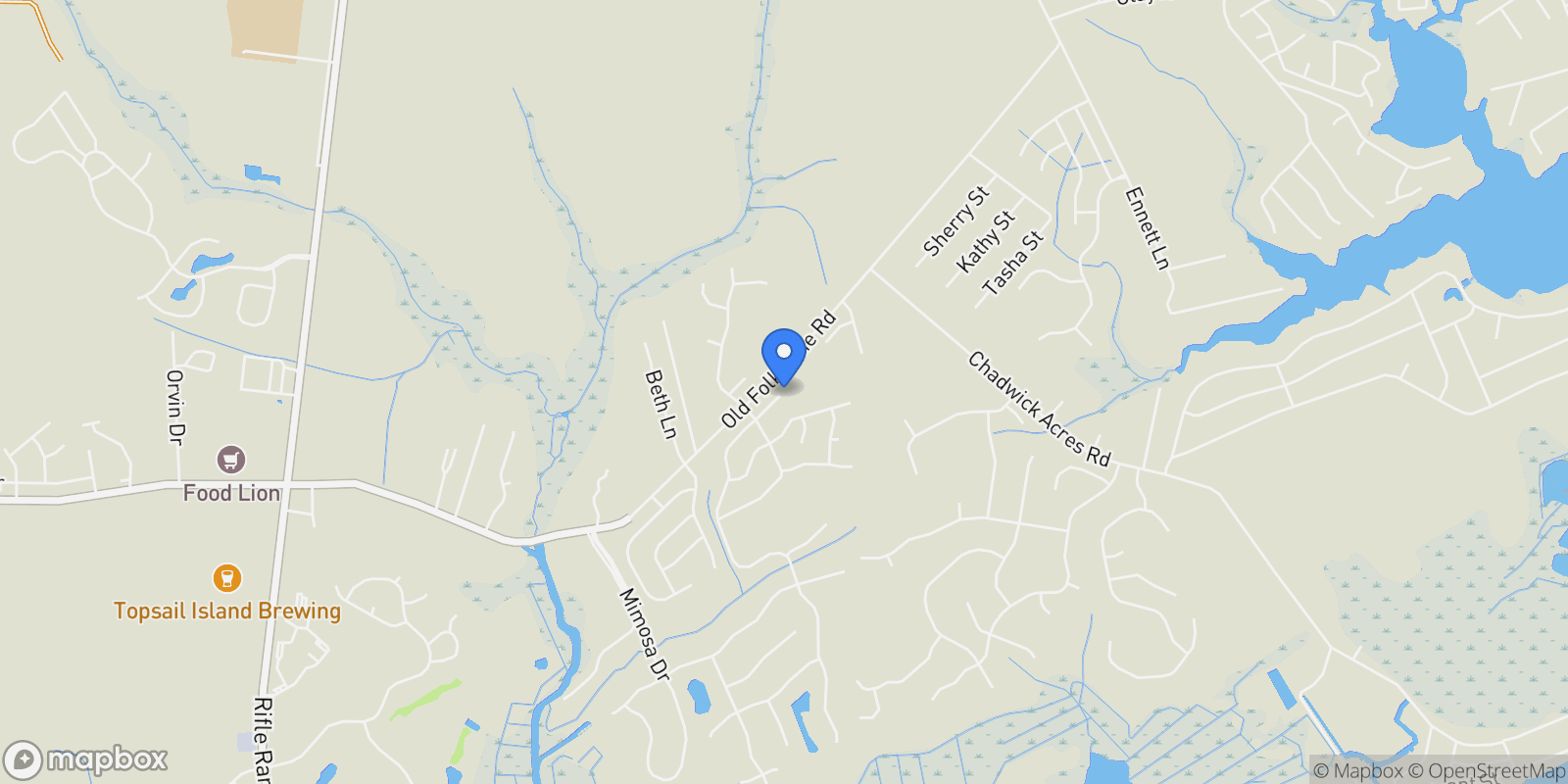 Map showing 110 E Goldeneye Court, Sneads Ferry, NC 28460, North Topsail Beach, North Carolina, United States.