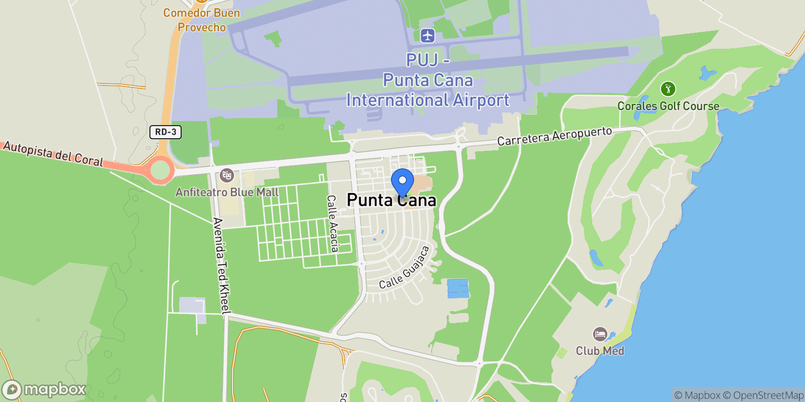 Map showing Punta Cana Village, 23000 Punta Cana, Dominican Republic, Punta Cana, La Altagracia Province, Dominican Republic.