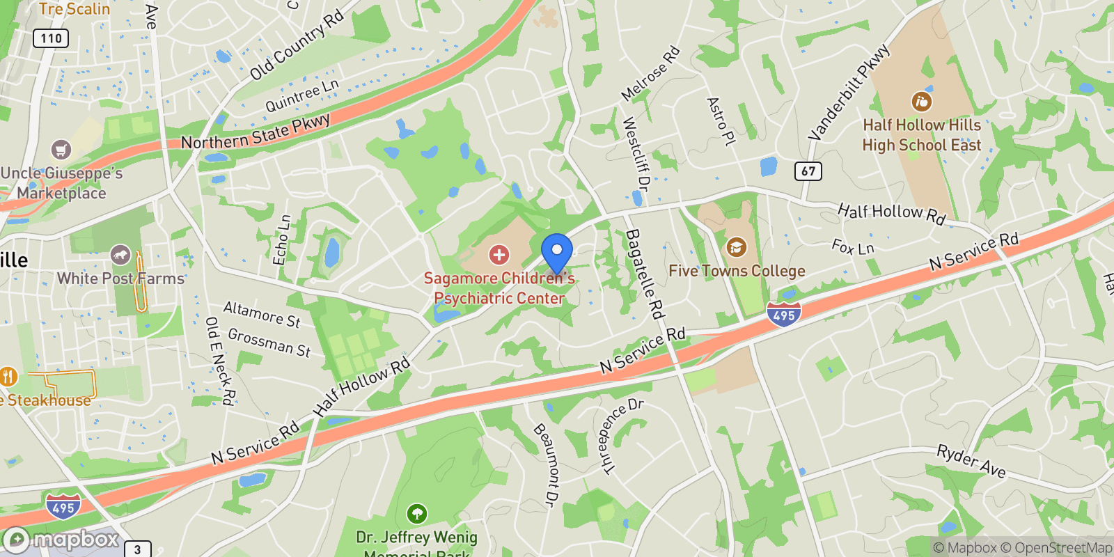 Map showing 294 Half Hollow Road, Huntington Station, New York, United States.