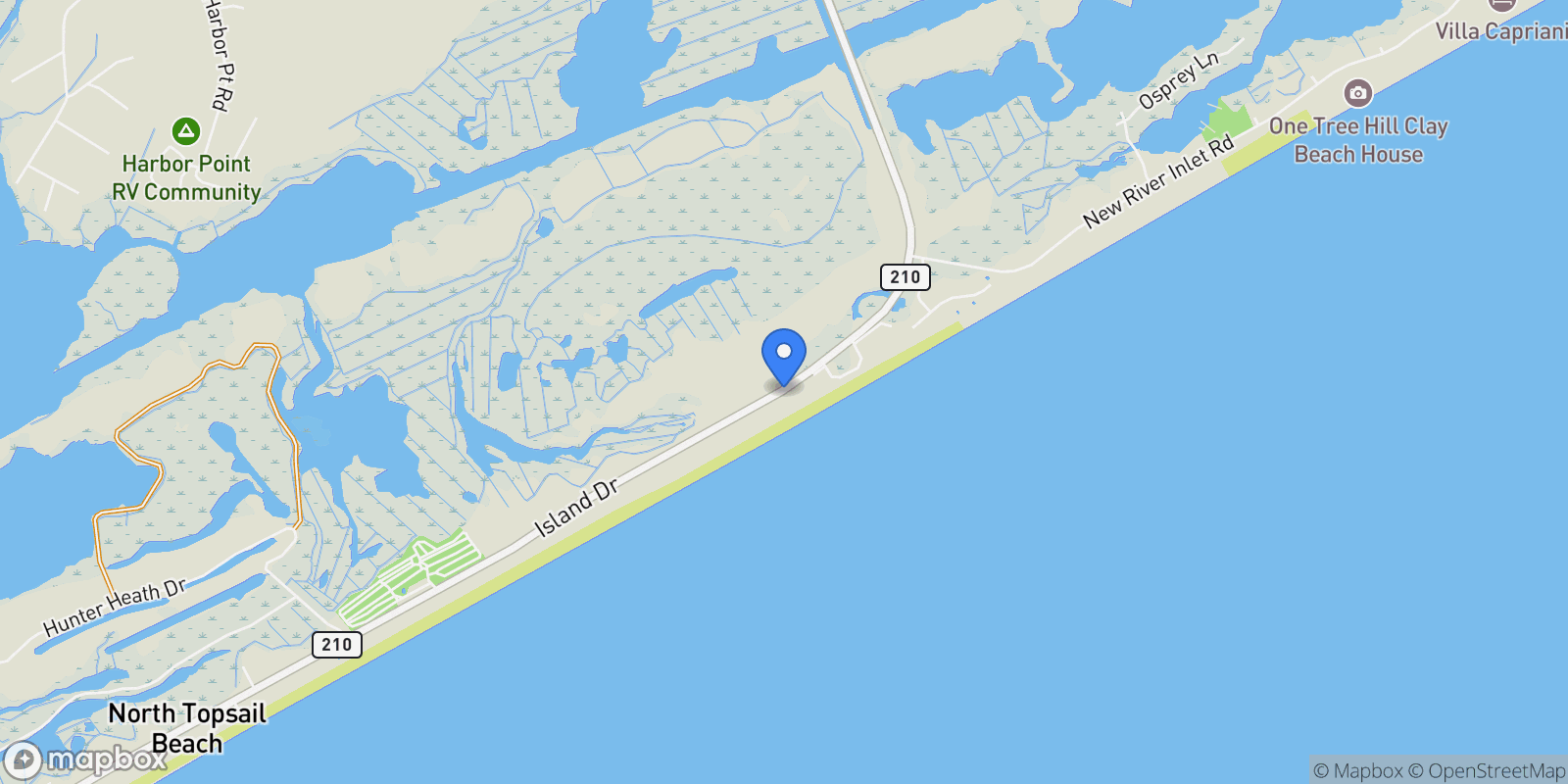 Map showing 4414 Island Drive, North Topsail Beach, NC 28460, North Topsail Beach, North Carolina, United States.