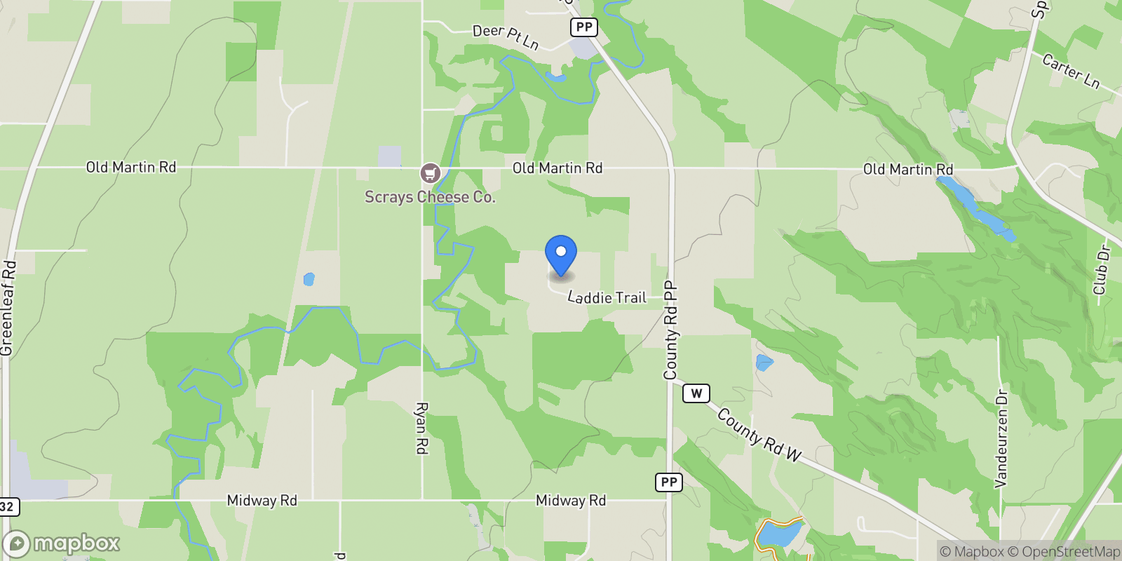 Map showing 2226 Laddie Trail, De Pere, WI 54115-8472, De Pere, Wisconsin, United States.