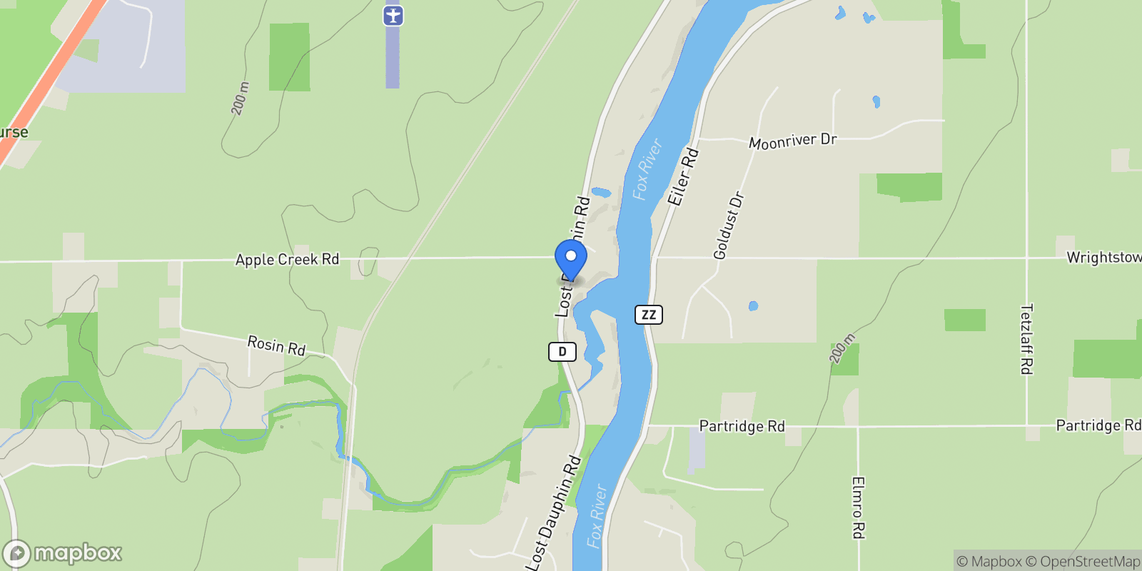 Map showing 3829 Lost Dauphin Road, De Pere, WI 54115, De Pere, Wisconsin, United States.