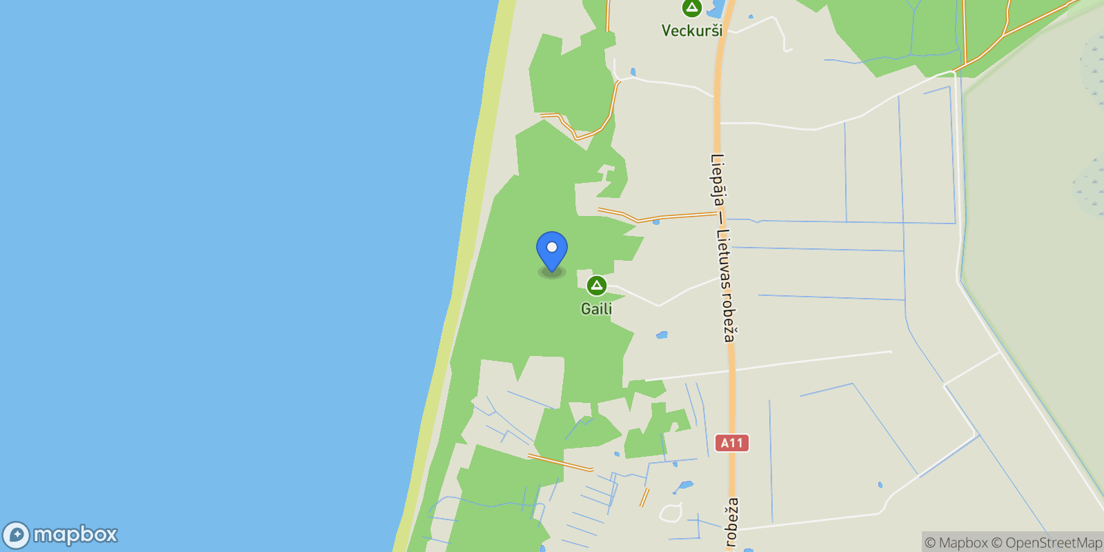 Map showing Villa OzoliÅ†a, PÄ“rkone, Latvia.