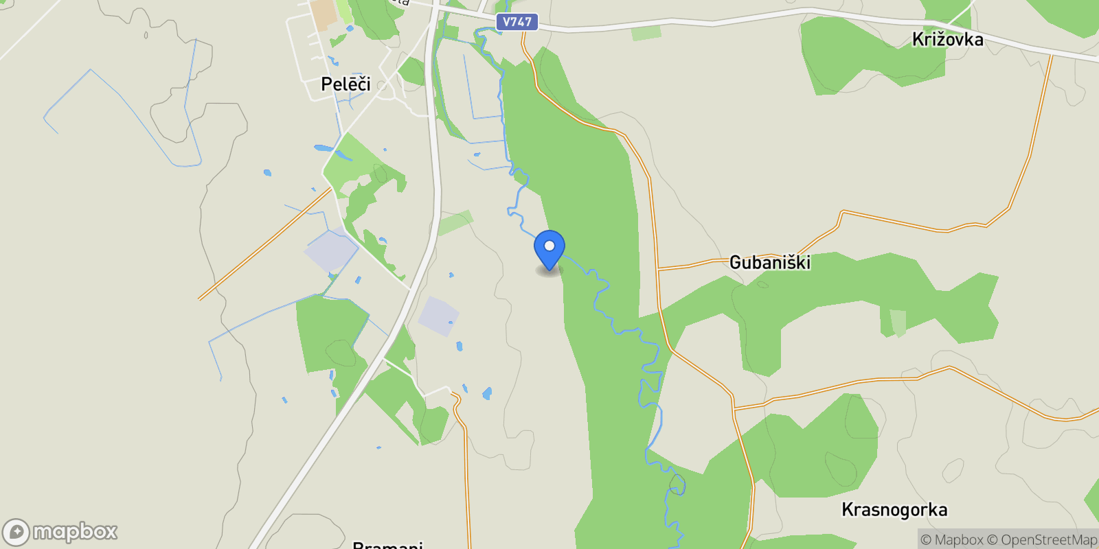 Map showing Korns HES, Pelēči, Preiļi Municipality, Latvia.