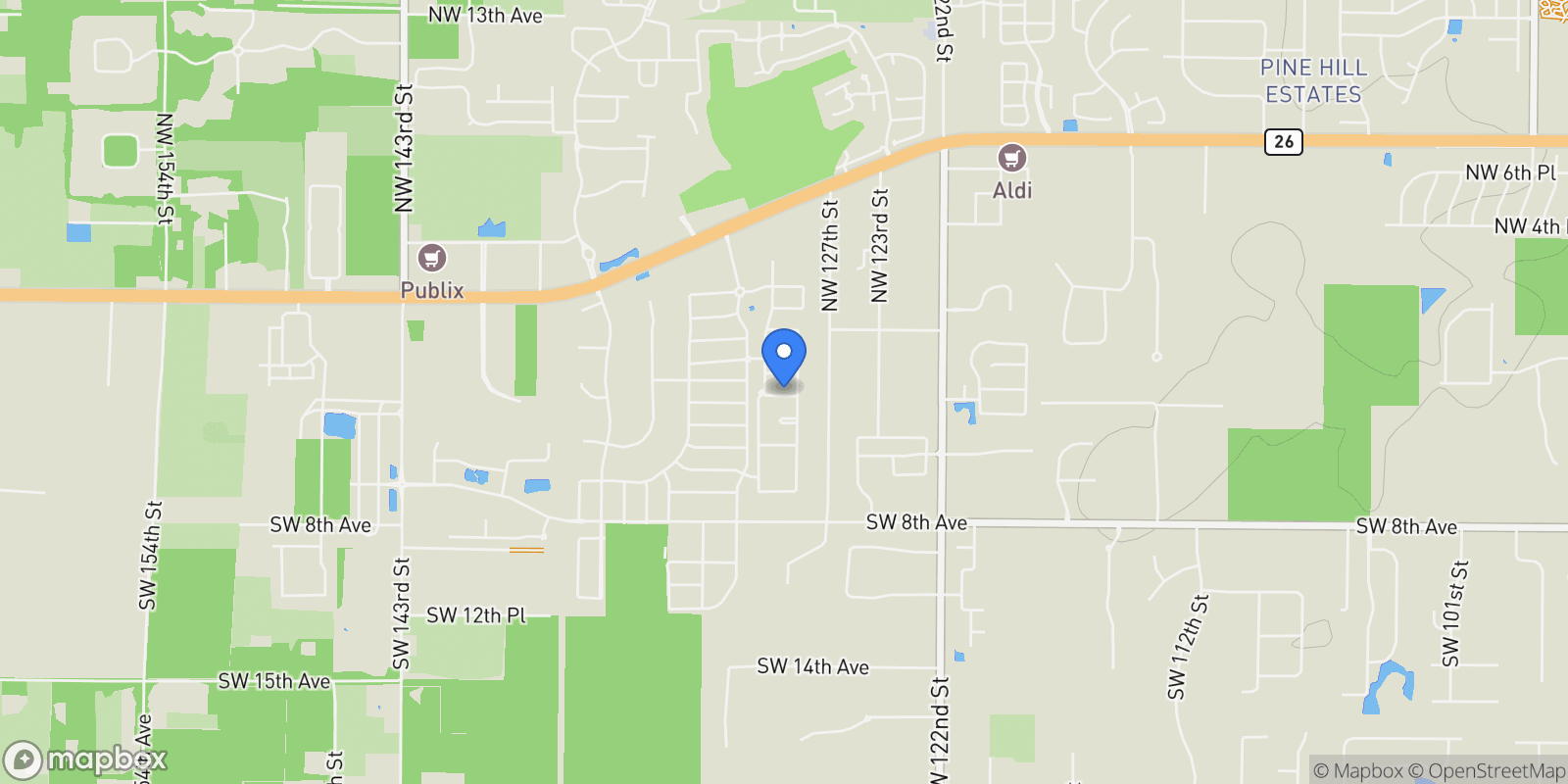 Map showing 12830 SW 3RD PLACE, Newberry, Florida, United States.