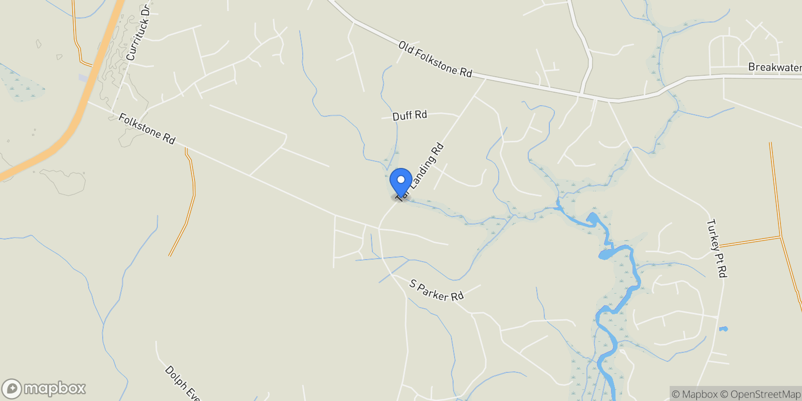 Map showing 227 Tar Landing Road, Holly Ridge, NC 28445, Holly Ridge, North Carolina, United States.