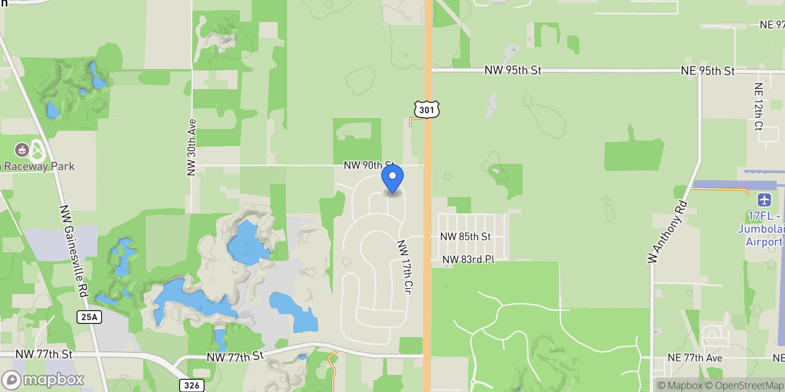 Map showing 8715 NW 18TH CIRCLE, Ocala, Florida, United States.