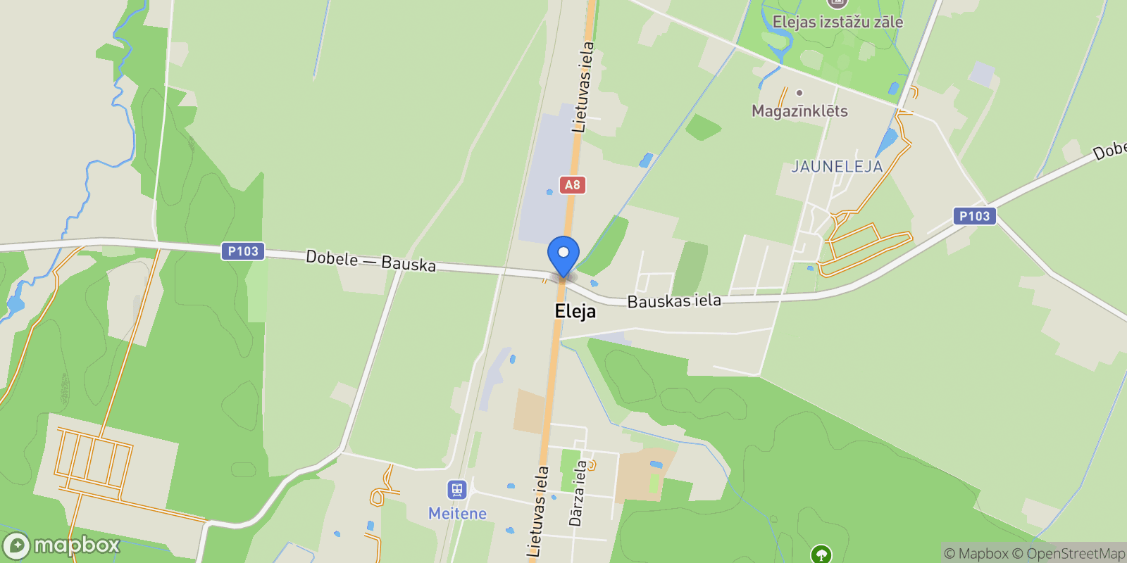 Map showing Deer garden, Eleja, Latvia.