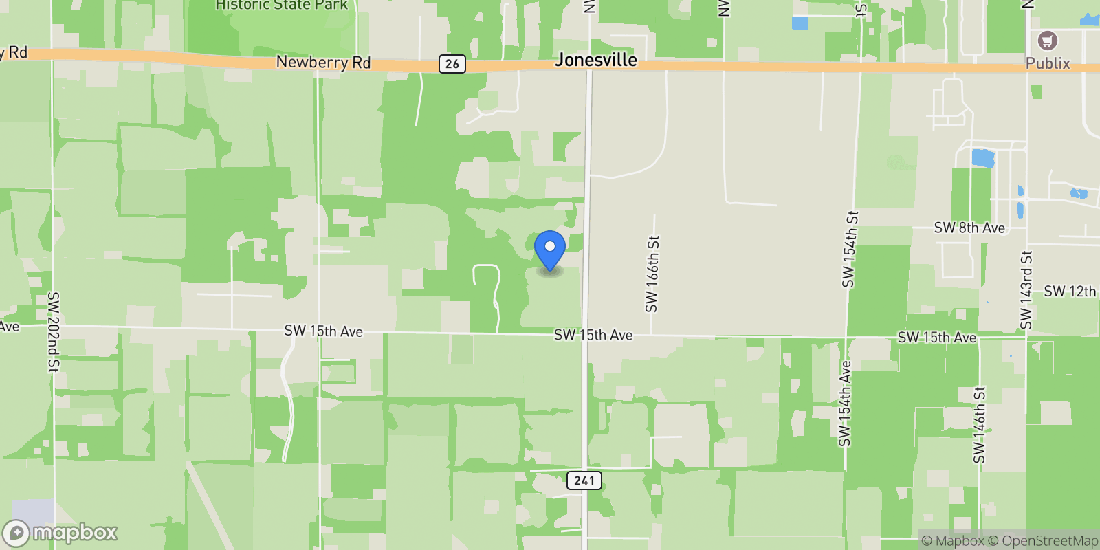 Map showing 17104 SW 11TH COURT, Newberry, Florida, United States.