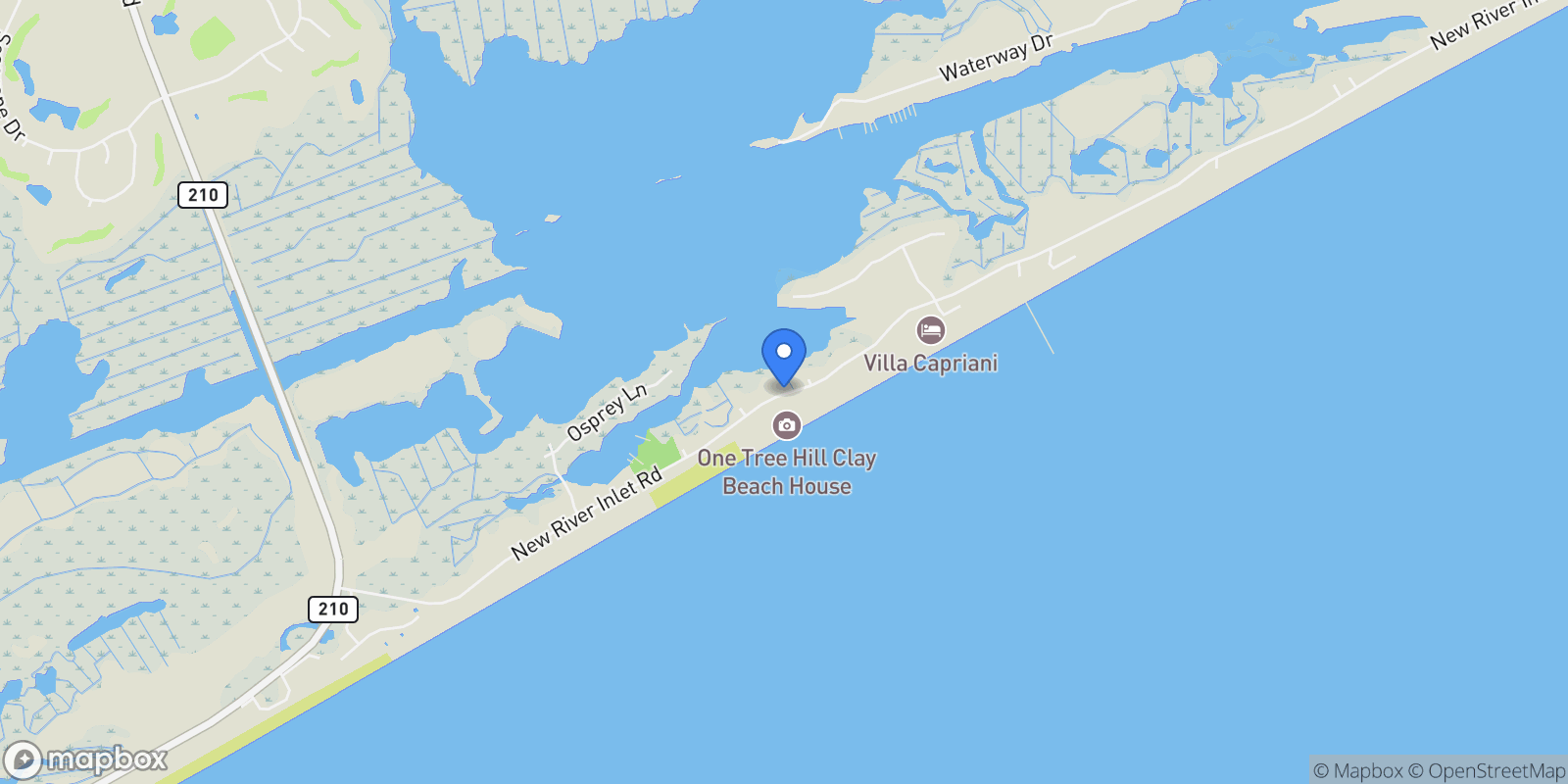 Map showing 625 New River Inlet Road, North Topsail Beach, NC 28460, North Topsail Beach, North Carolina, United States.