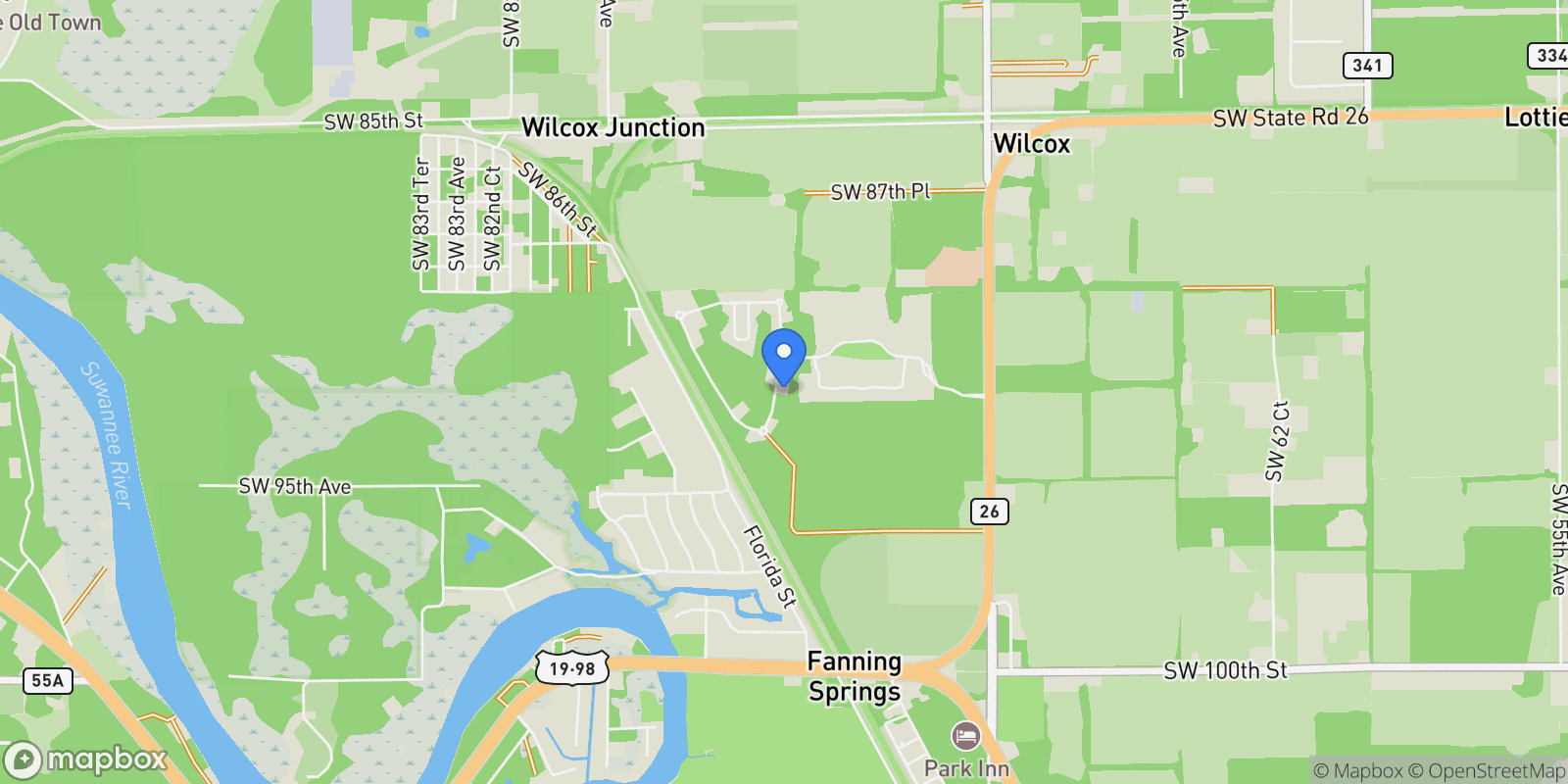 Map showing 9250 EMILY DRIVE, Trenton, Florida, United States.