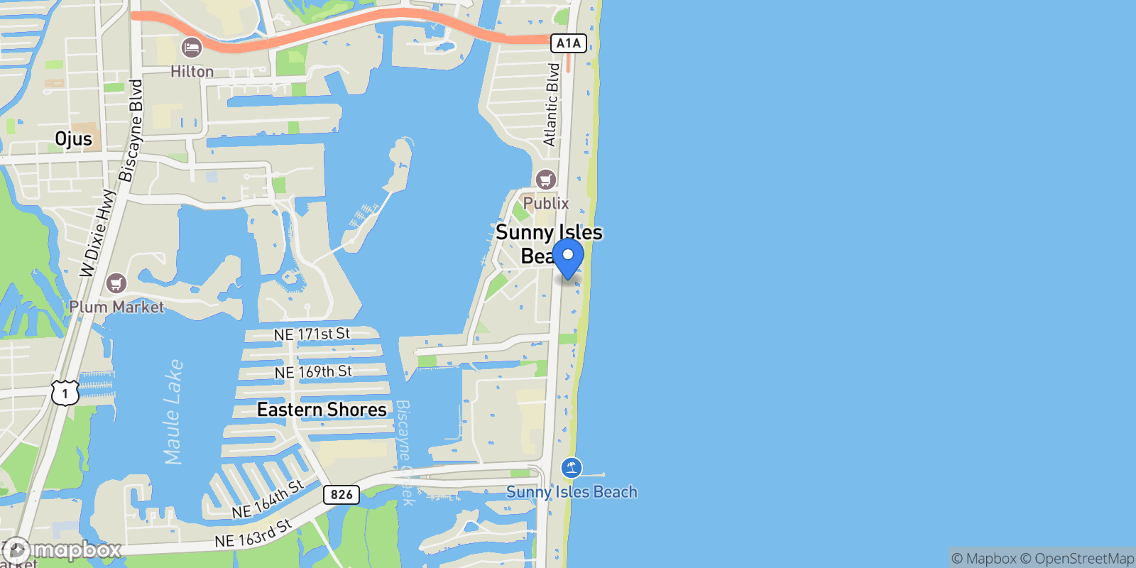 Map showing 17875 Collins Ave 4001, Golden Beach, Florida, United States.