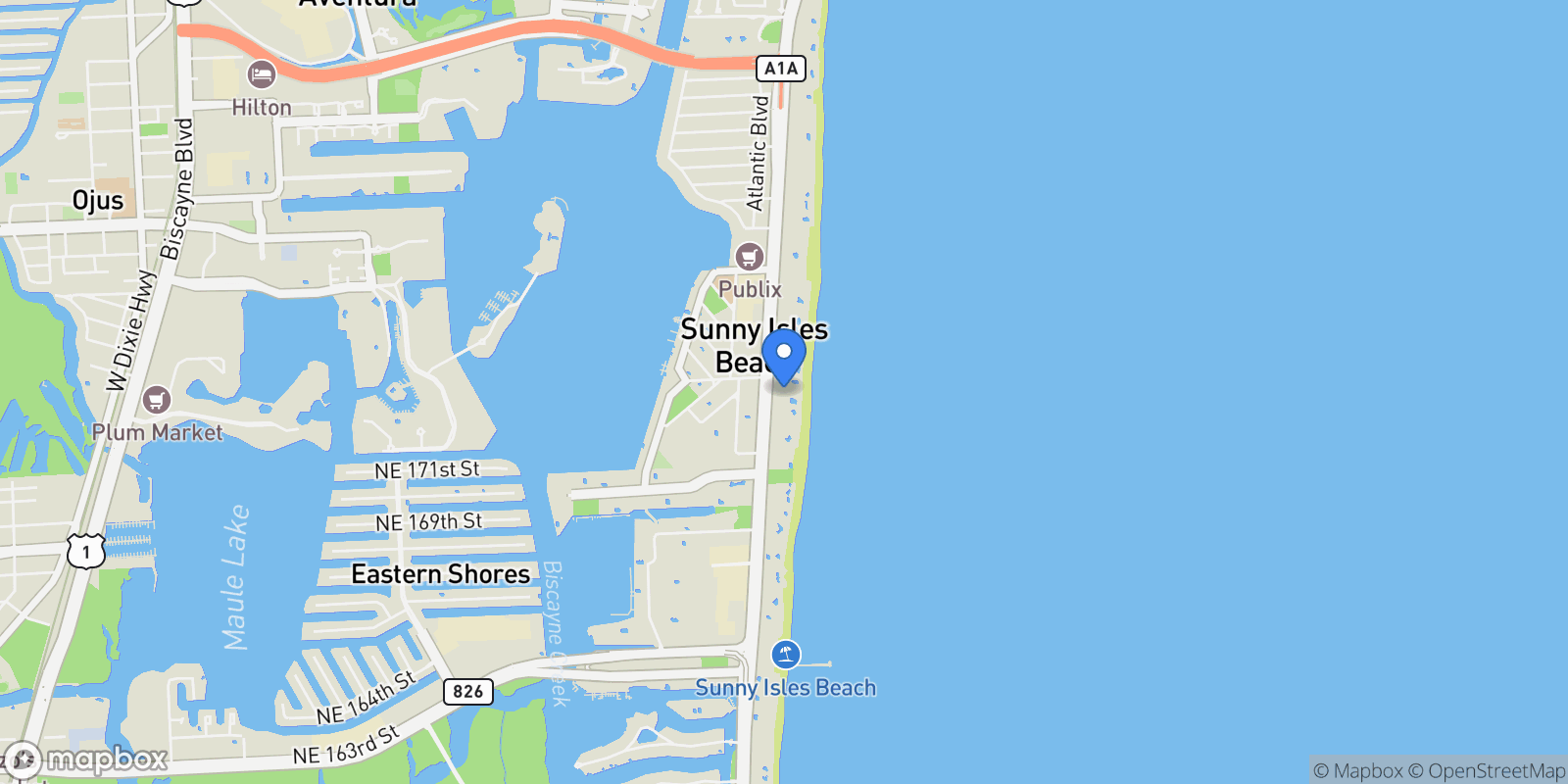 Map showing 17875 Collins Ave 3404, Golden Beach, Florida, United States.