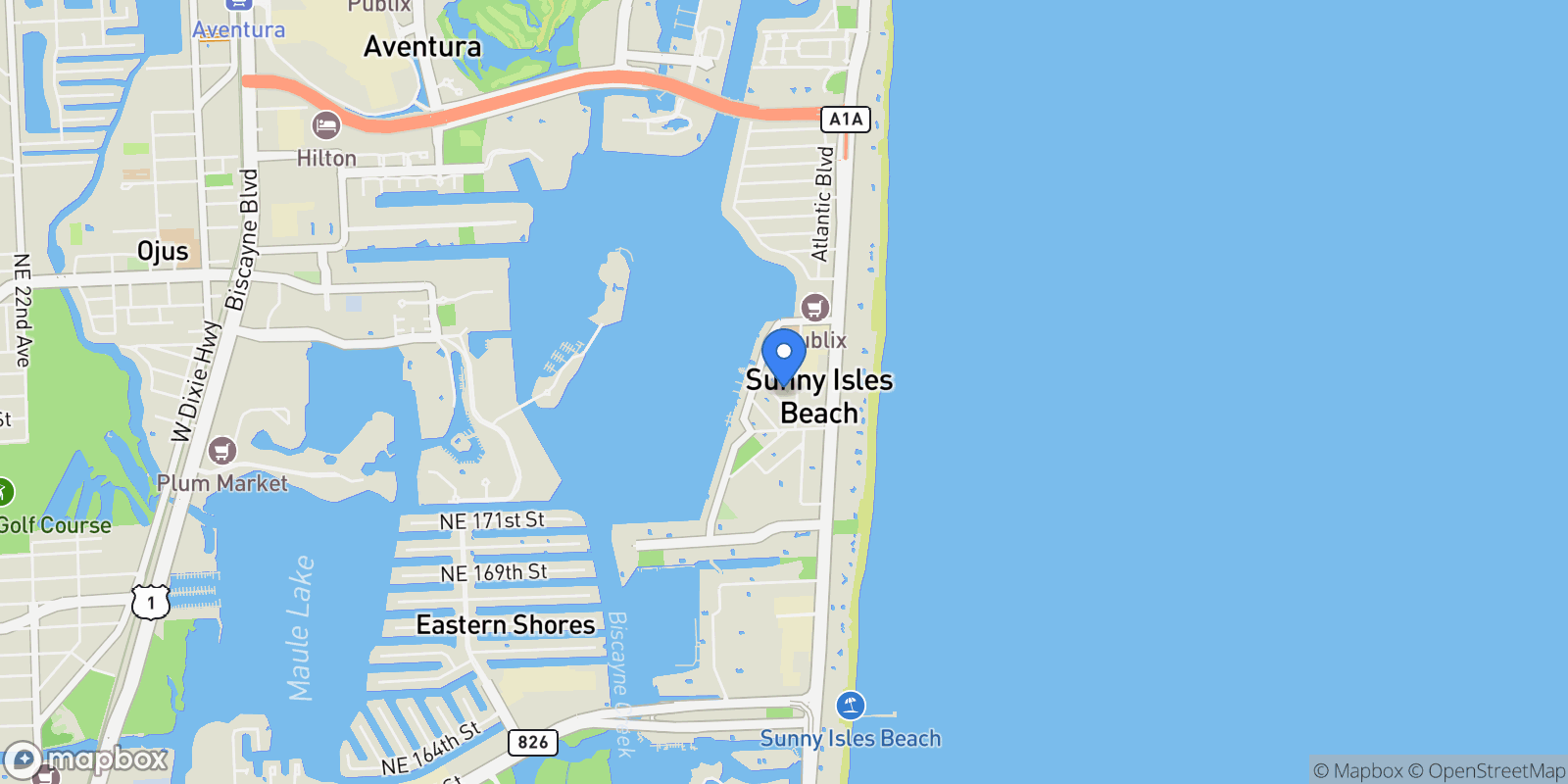 Map showing Golden Beach, Florida, United States.