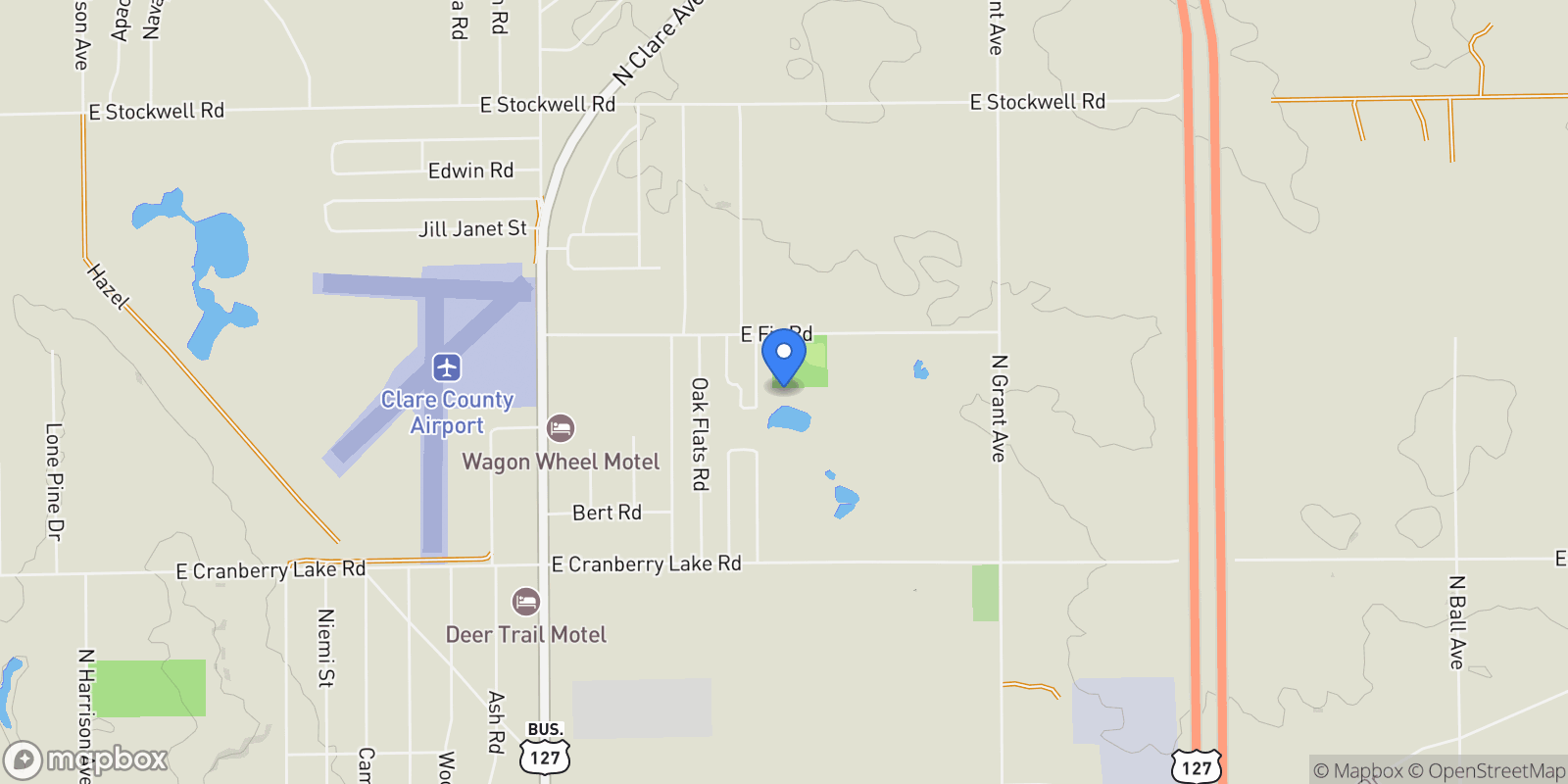 Map showing 2492 E Fir Road, Harrison, MI 48625, Harrison, Michigan, United States.