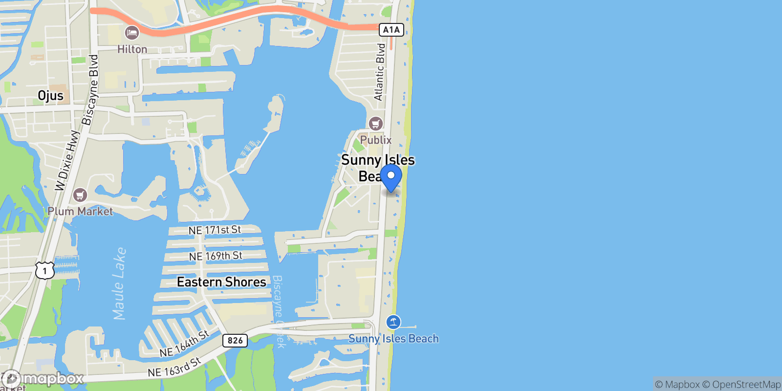 Map showing 17875 Collins Ave 4305, Golden Beach, Florida, United States.