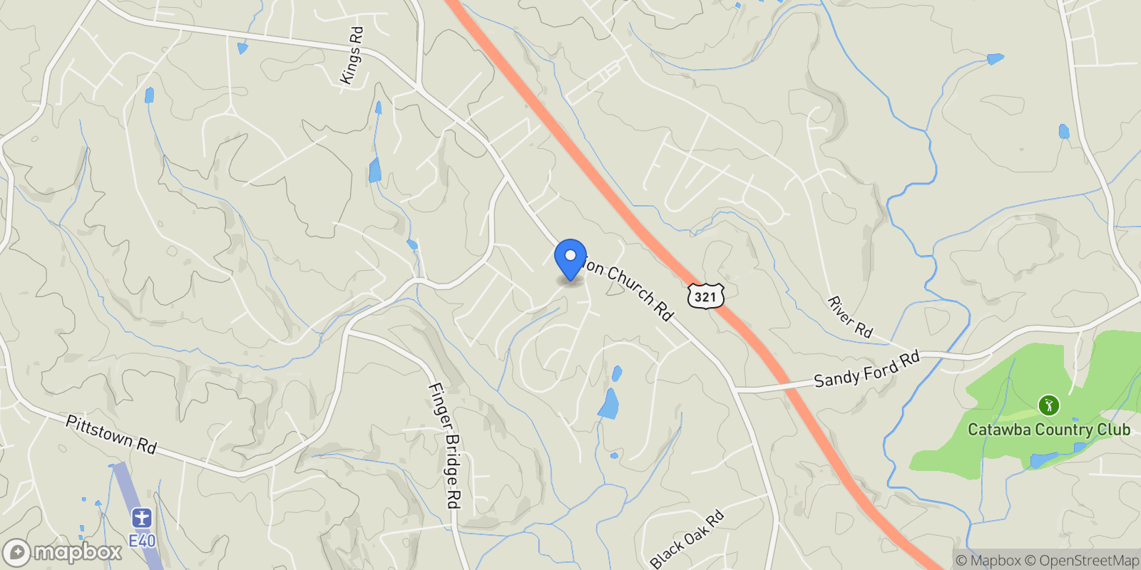 Map showing 1158 Waterford Drive, Hickory, NC 28602, Hickory, North Carolina, United States.