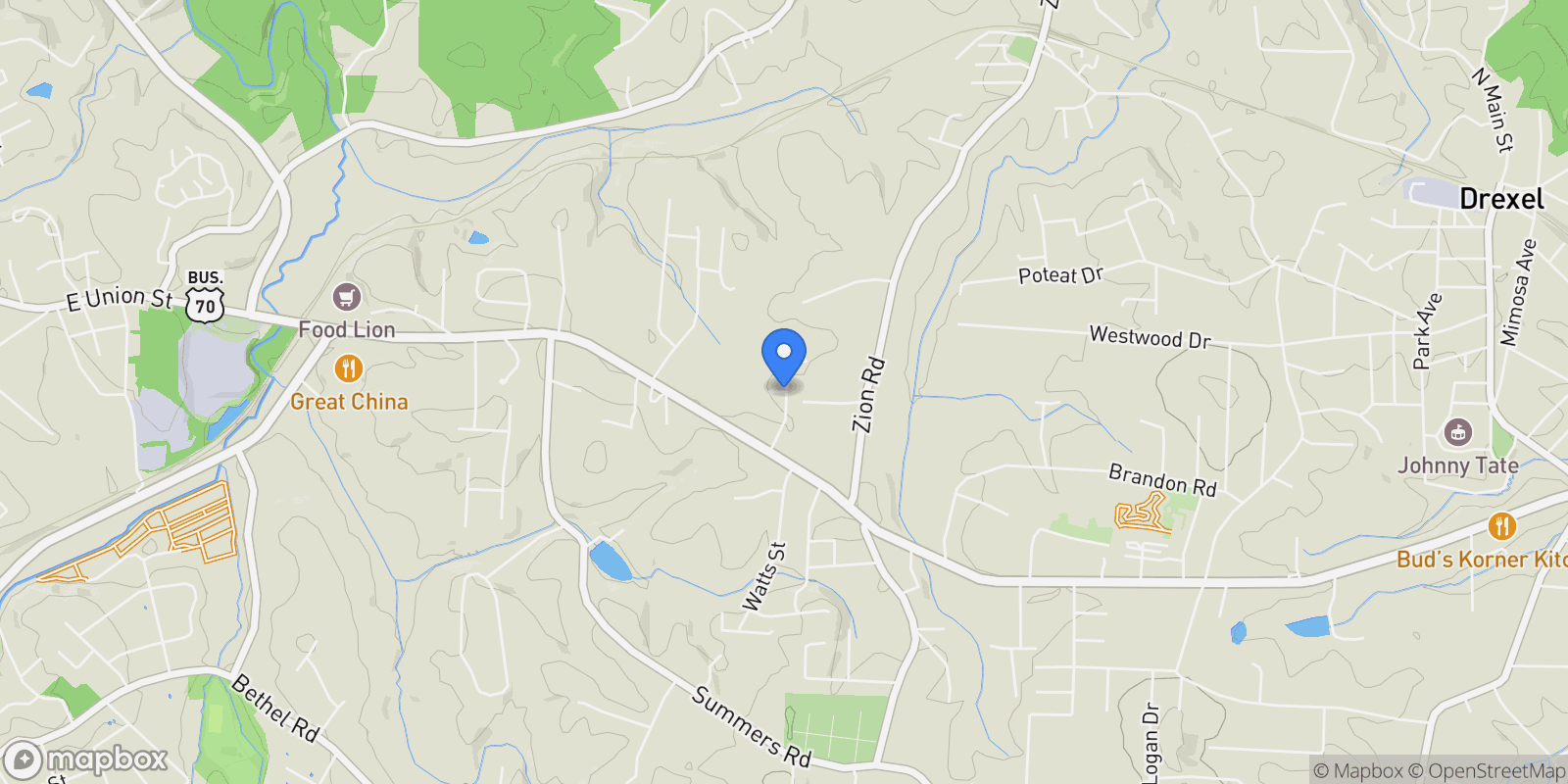 Map showing 2169 E Winds Avenue, Morganton, NC 28655, Morganton, North Carolina, United States.