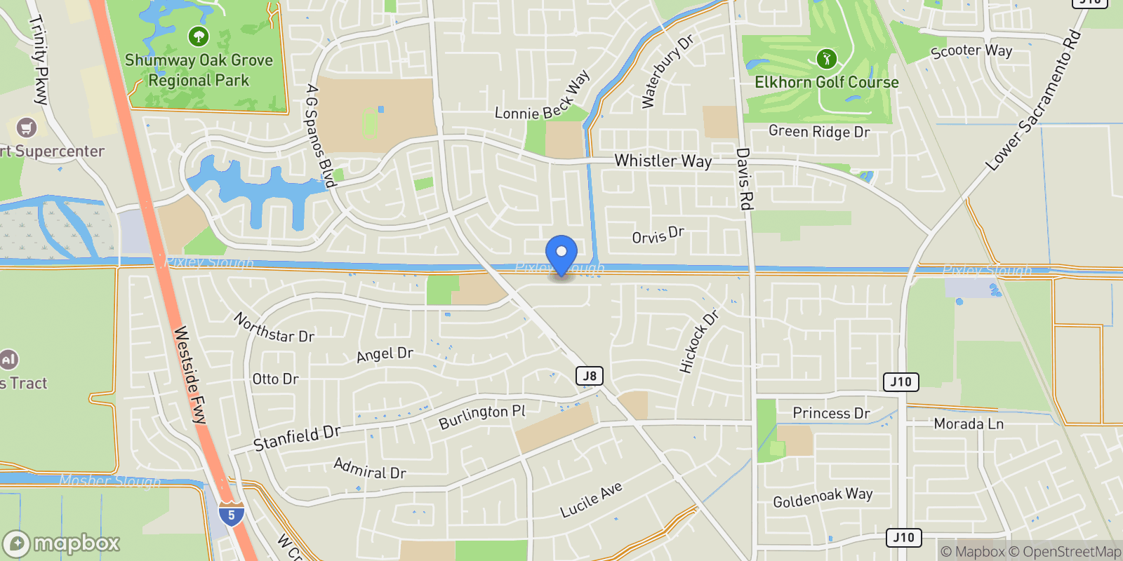 Map showing 2317 Estate Dr, Stockton, CA 95209, Stockton, California, United States.