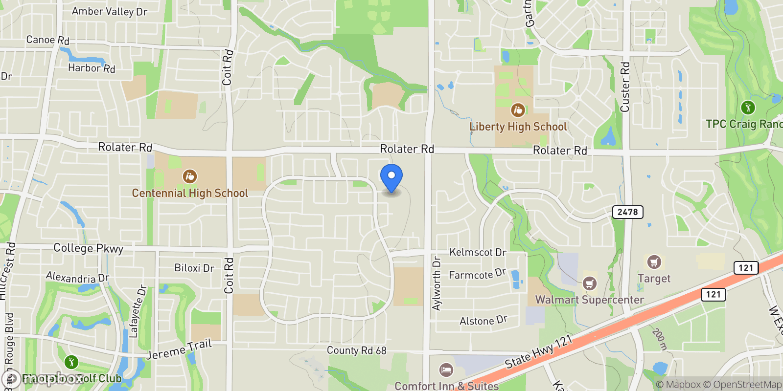 Map showing 6808 Saint Phils Street, Frisco, Texas, United States.