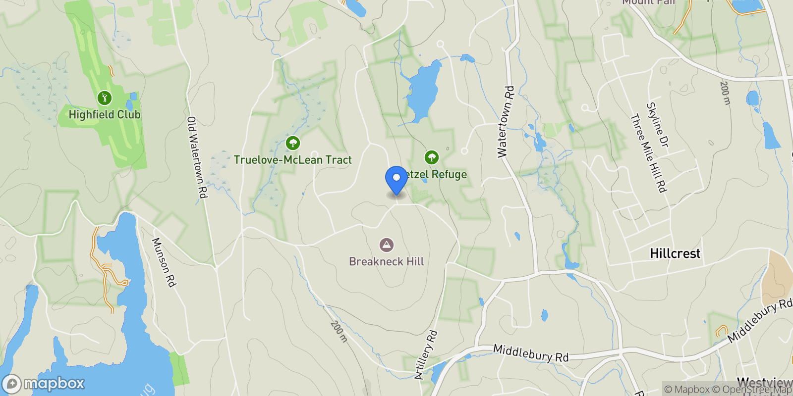 Map showing Lots 12,13, 14 Mirey Dam Road, Middlebury, CT 06762, Middlebury, Connecticut, United States.