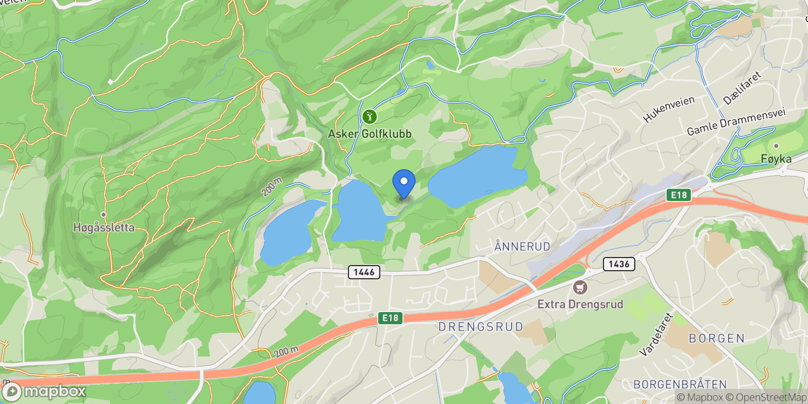 Map showing Hogstadveien 121, 1383 Asker, Norway, Asker, Akershus, Norway.